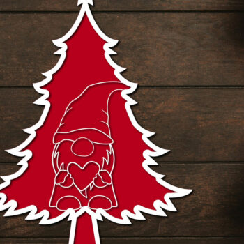 Intra απο ξύλο plywood  Χρώμα wenge 3mm-4mm πάχος - Χριστουγεννιάτικο δέντρο Gnome Paper Cut 3d Δίασταση 1200x1200 cm INTRAFABR-77413241 - Image 1