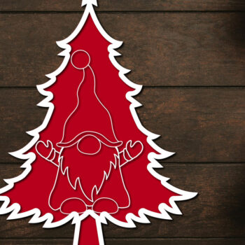 Intra απο ξύλο plywood Χρώμα wenge 3mm-4mm πάχος - Χριστουγεννιάτικο δέντρο Gnome Paper Cut 3d Δίασταση 1200x1200 cm INTRAFABR-101526393 - Image 1