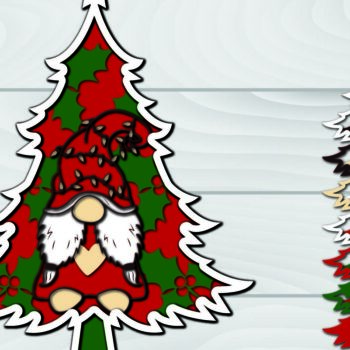 Intra απο ξύλο plywood Χρώμα wenge 3mm-4mm πάχος - Χριστουγεννιάτικο δέντρο Gnome Paper Cut 3d Δίασταση 1200x1200 cm INTRAFABR-101526619 - Image 1