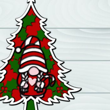 Intra απο ξύλο plywood  Χρώμα wenge 3mm-4mm πάχος - Χριστουγεννιάτικο δέντρο Gnome Paper Cut 3d Δίασταση 1200x1200 cm INTRAFABR-101526860 - Image 1