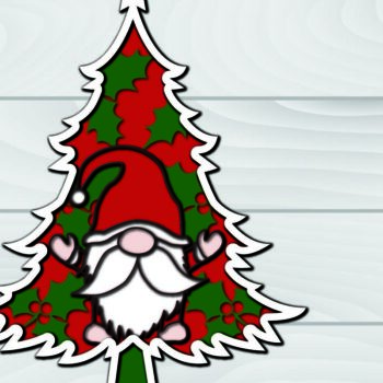 Intra απο ξύλο plywood Χρώμα wenge 3mm-4mm πάχος - Χριστουγεννιάτικο δέντρο Gnome Paper Cut 3d Δίασταση 1200x1200 cm INTRAFABR-101526188 - Image 1