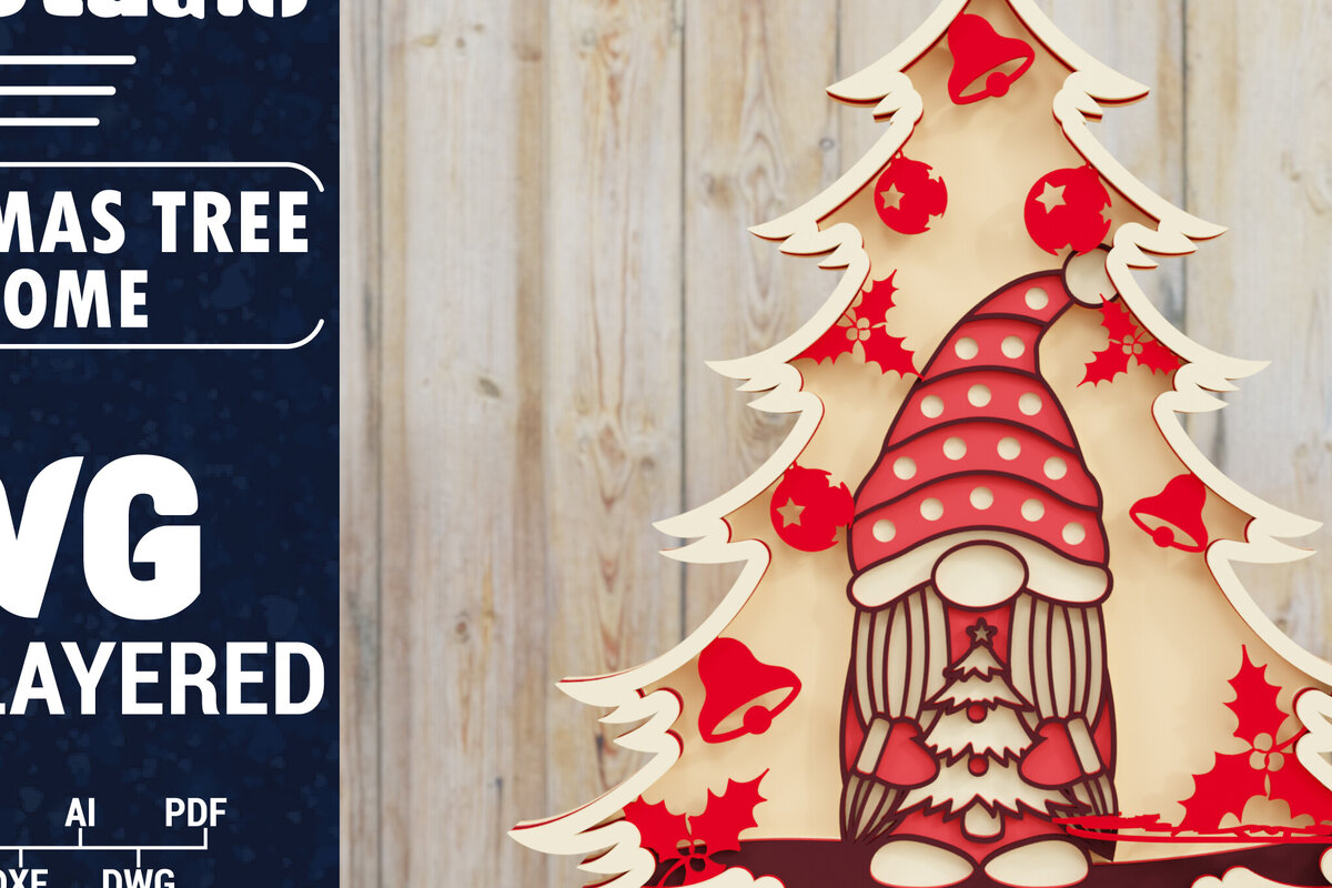 Intra απο ξύλο plywood  Χρώμα wenge 3mm-4mm πάχος - Χριστουγεννιάτικου Δέντρου Gnome PaperCut Δίασταση 1500x1500 cm INTRAFABR-103994745