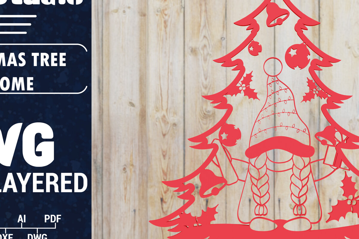 Intra απο ξύλο plywood  Χρώμα wenge 3mm-4mm πάχος - Χριστουγεννιάτικου Δέντρου Gnome PaperCut Δίασταση 1500x1500 cm INTRAFABR-104888944