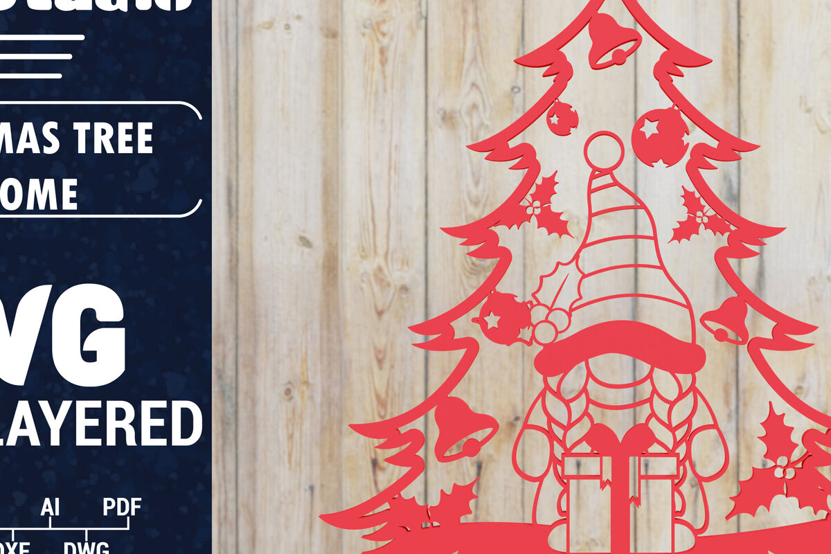 Intra απο ξύλο plywood  Χρώμα wenge 3mm-4mm πάχος - Χριστουγεννιάτικου Δέντρου Gnome PaperCut Δίασταση 1500x1500 cm INTRAFABR-104889037