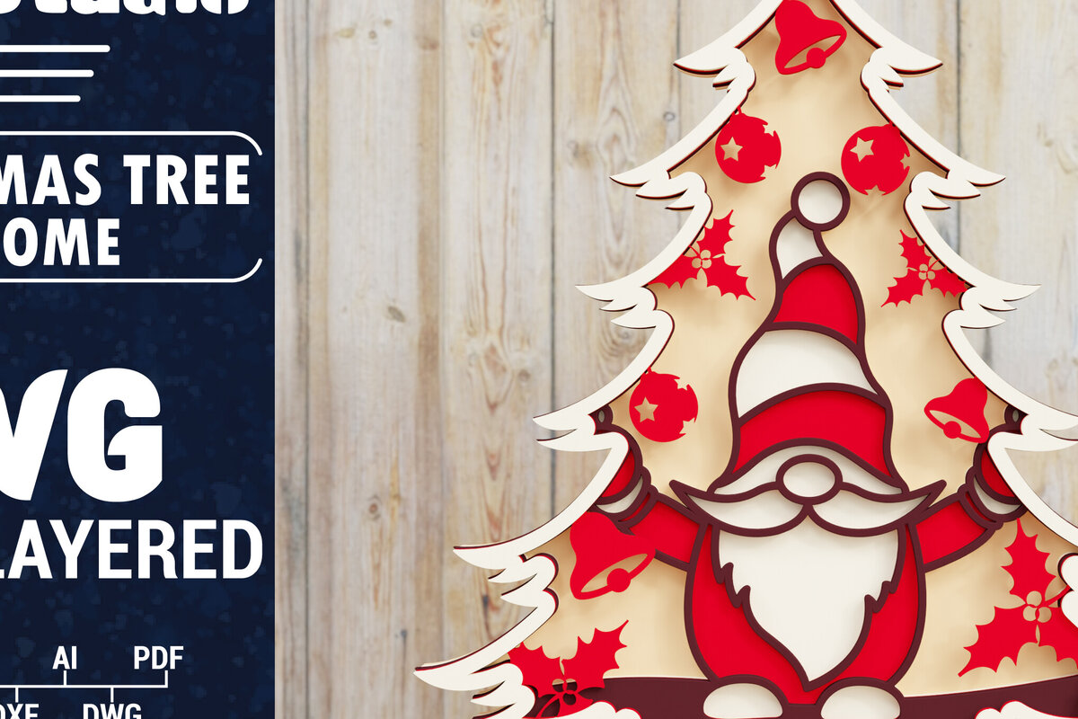 Intra απο ξύλο plywood  Χρώμα wenge 3mm-4mm πάχος - Χριστουγεννιάτικου Δέντρου Gnome PaperCut Δίασταση 1500x1500 cm INTRAFABR-78171274