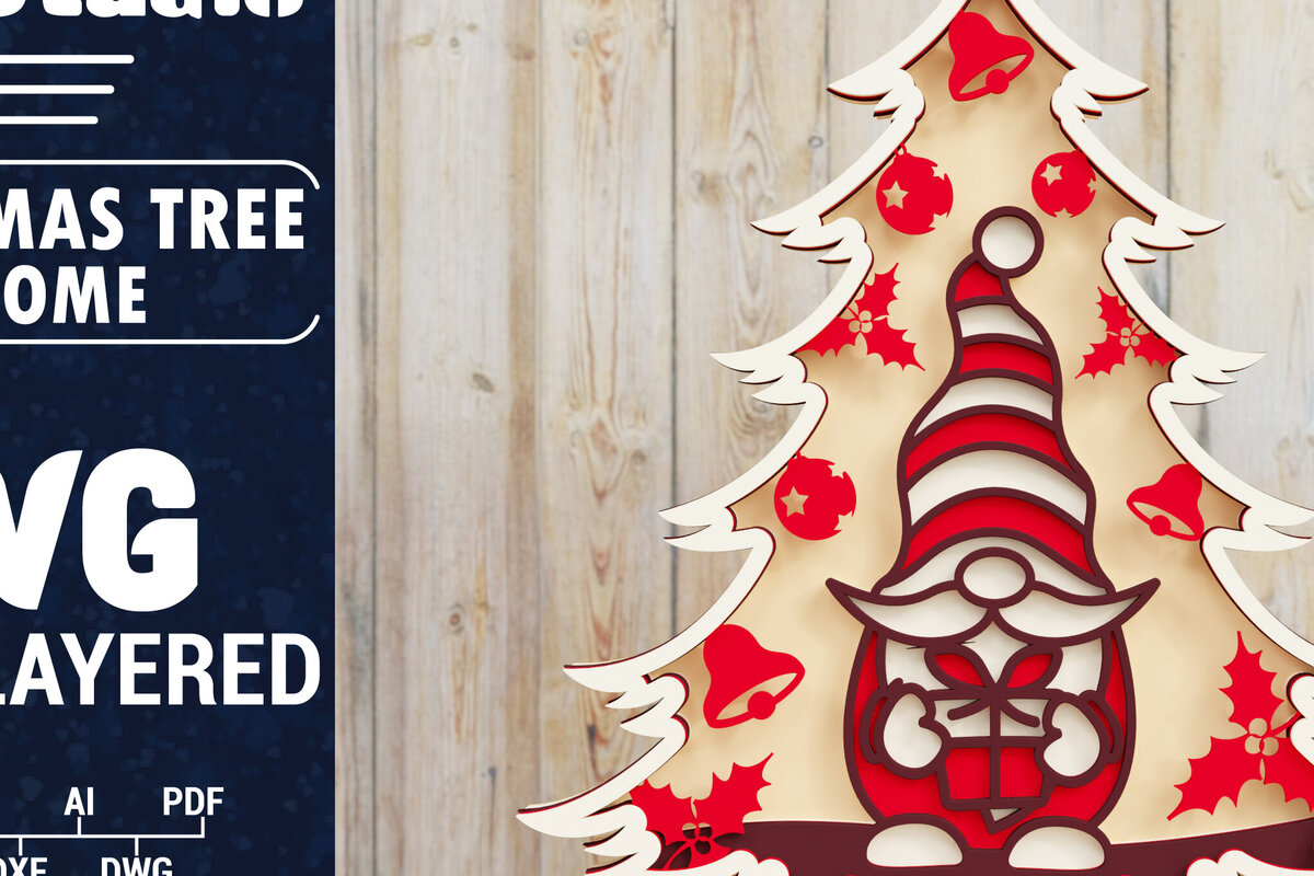 Intra απο ξύλο plywood  Χρώμα wenge 3mm-4mm πάχος - Χριστουγεννιάτικου Δέντρου Gnome PaperCut Δίασταση 1500x1500 cm INTRAFABR-78171396