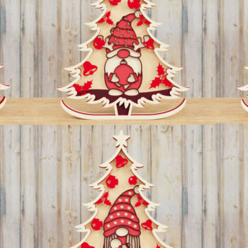 Intra απο ξύλο plywood  Χρώμα wenge 3mm-4mm πάχος - Χριστουγεννιάτικο δέντρο Gnome PaperCut Β Δίασταση 1500x1500 cm INTRAFABR-78252567 - Image 1