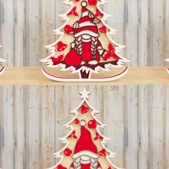 Intra απο ξύλο plywood  Χρώμα wenge 3mm-4mm πάχος - Χριστουγεννιάτικο δέντρο Gnome PaperCut Β Δίασταση 1500x1500 cm INTRAFABR-78252628 - Image 1