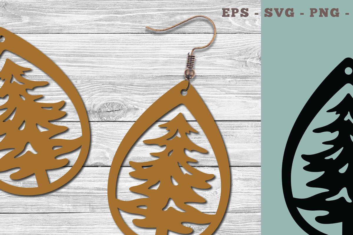 Intra απο ξύλο plywood  Χρώμα wenge 3mm-4mm πάχος - Σκουλαρίκια με λέιζερ χριστουγεννιάτικο δέντρο Δίασταση 3x3 cm INTRAFABR-105334034