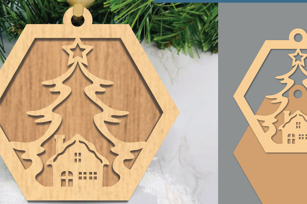 Intra απο ξύλο plywood  Χρώμα wenge 3mm-4mm πάχος - Στολίδι χριστουγεννιάτικου δέντρου με 2 Δίασταση 6x6 cm INTRAFABR-105017145