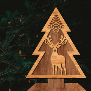 Intra απο ξύλο plywood  Χρώμα wenge 3mm-4mm πάχος - Στάση κοπής χριστουγεννιάτικου δέντρου με λέιζερ Δίασταση 20x20 cm INTRAFABR-105017433