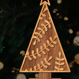 Intra απο ξύλο plywood  Χρώμα wenge 3mm-4mm πάχος - Στάση κοπής χριστουγεννιάτικου δέντρου με λέιζερ Δίασταση 20x20 cm INTRAFABR-73348291