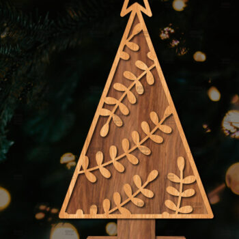 Intra απο ξύλο plywood  Χρώμα wenge 3mm-4mm πάχος - Στάση κοπής χριστουγεννιάτικου δέντρου με λέιζερ Δίασταση 20x20 cm INTRAFABR-73348291 - Image 1