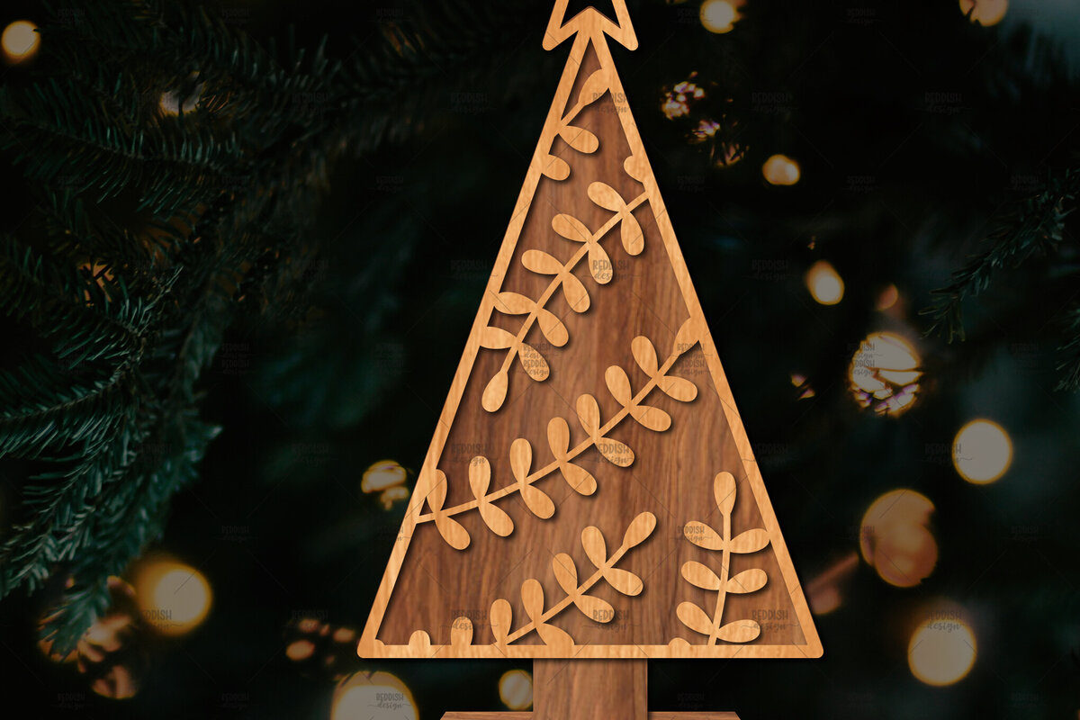 Intra απο ξύλο plywood  Χρώμα wenge 3mm-4mm πάχος - Στάση κοπής χριστουγεννιάτικου δέντρου με λέιζερ Δίασταση 20x20 cm INTRAFABR-73348291