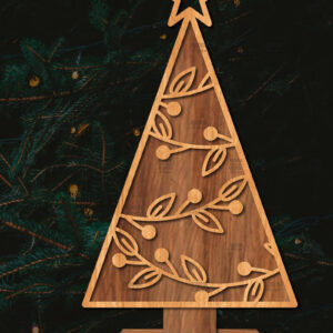 Intra απο ξύλο plywood  Χρώμα wenge 3mm-4mm πάχος - Στάση κοπής χριστουγεννιάτικου δέντρου με λέιζερ Δίασταση 20x20 cm INTRAFABR-75902989