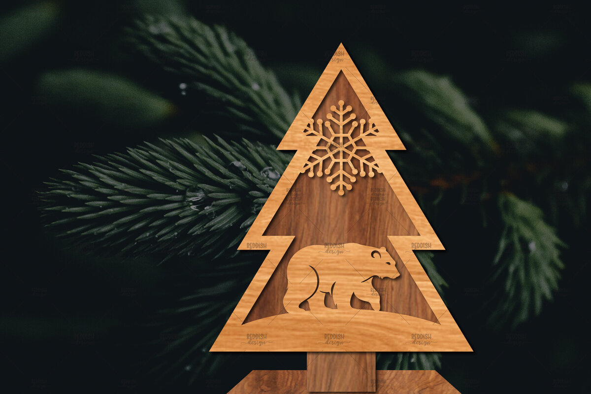 Intra απο ξύλο plywood  Χρώμα wenge 3mm-4mm πάχος - Στάση κοπής χριστουγεννιάτικου δέντρου με λέιζερ Δίασταση 20x20 cm INTRAFABR-75903111