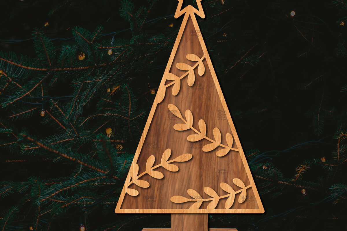 Intra απο ξύλο plywood  Χρώμα wenge 3mm-4mm πάχος - Στάση κοπής χριστουγεννιάτικου δέντρου με λέιζερ Δίασταση 20x20 cm INTRAFABR-75903147