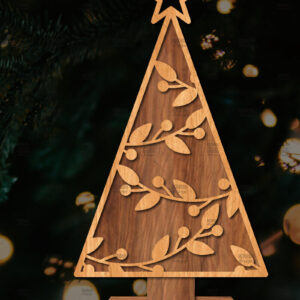 Intra απο ξύλο plywood  Χρώμα wenge 3mm-4mm πάχος - Στάση κοπής χριστουγεννιάτικου δέντρου με λέιζερ Δίασταση 20x20 cm INTRAFABR-75903167