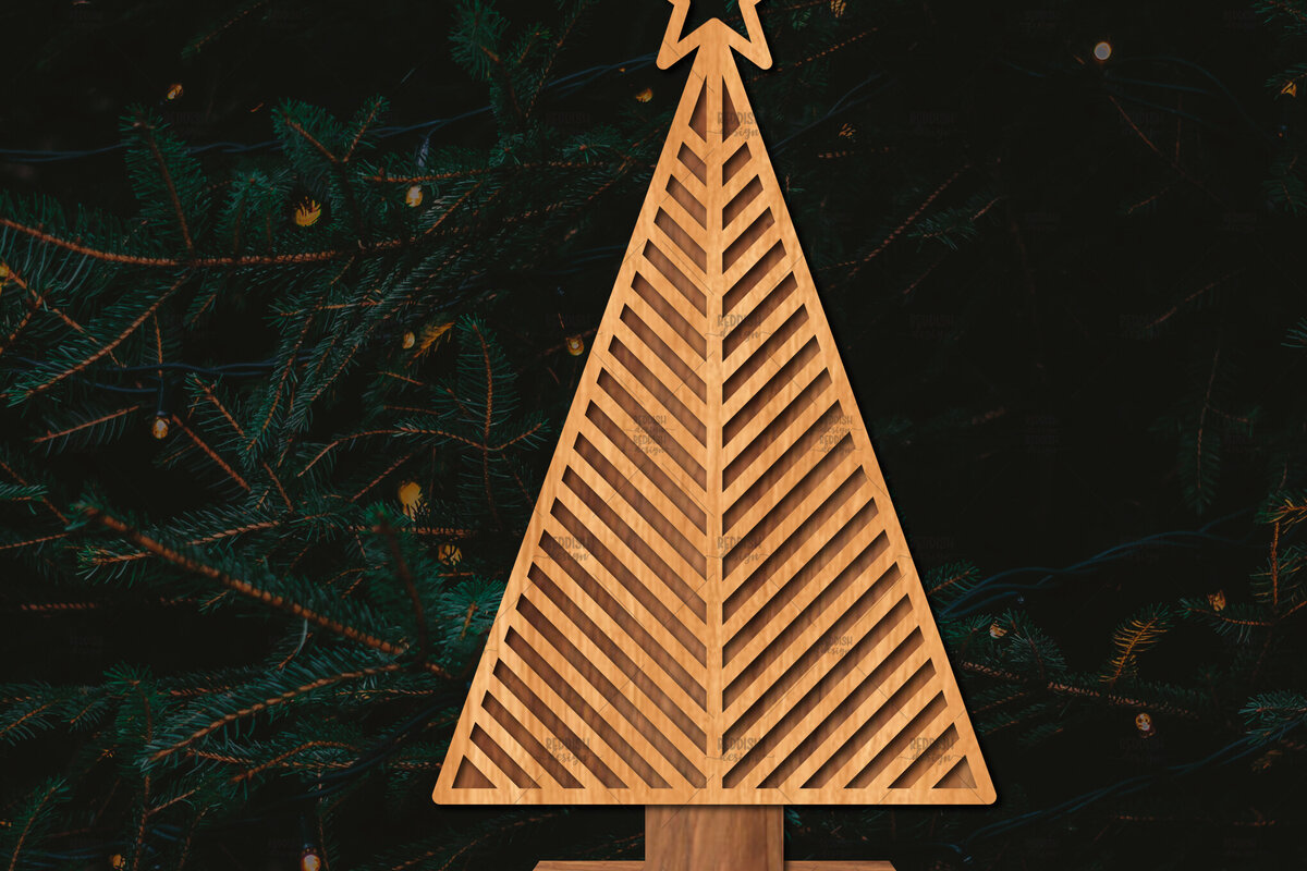 Intra απο ξύλο plywood  Χρώμα wenge 3mm-4mm πάχος - Στάση κοπής χριστουγεννιάτικου δέντρου με λέιζερ Δίασταση 20x20 cm INTRAFABR-75903189