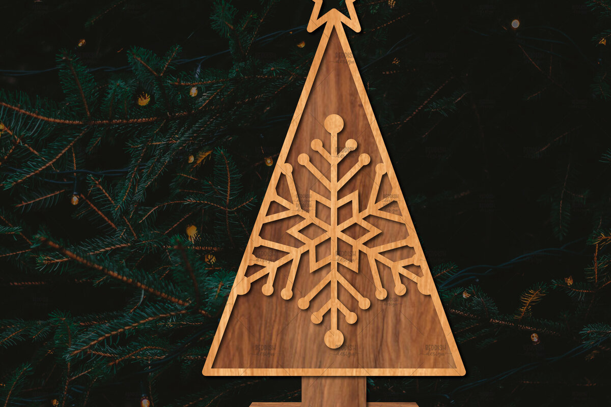 Intra απο ξύλο plywood  Χρώμα wenge 3mm-4mm πάχος - Στάση κοπής χριστουγεννιάτικου δέντρου με λέιζερ Δίασταση 20x20 cm INTRAFABR-75903310