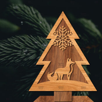 Intra απο ξύλο plywood  Χρώμα wenge 3mm-4mm πάχος - Στάση κοπής χριστουγεννιάτικου δέντρου με λέιζερ Δίασταση 20x20 cm INTRAFABR-73288040 - Image 1