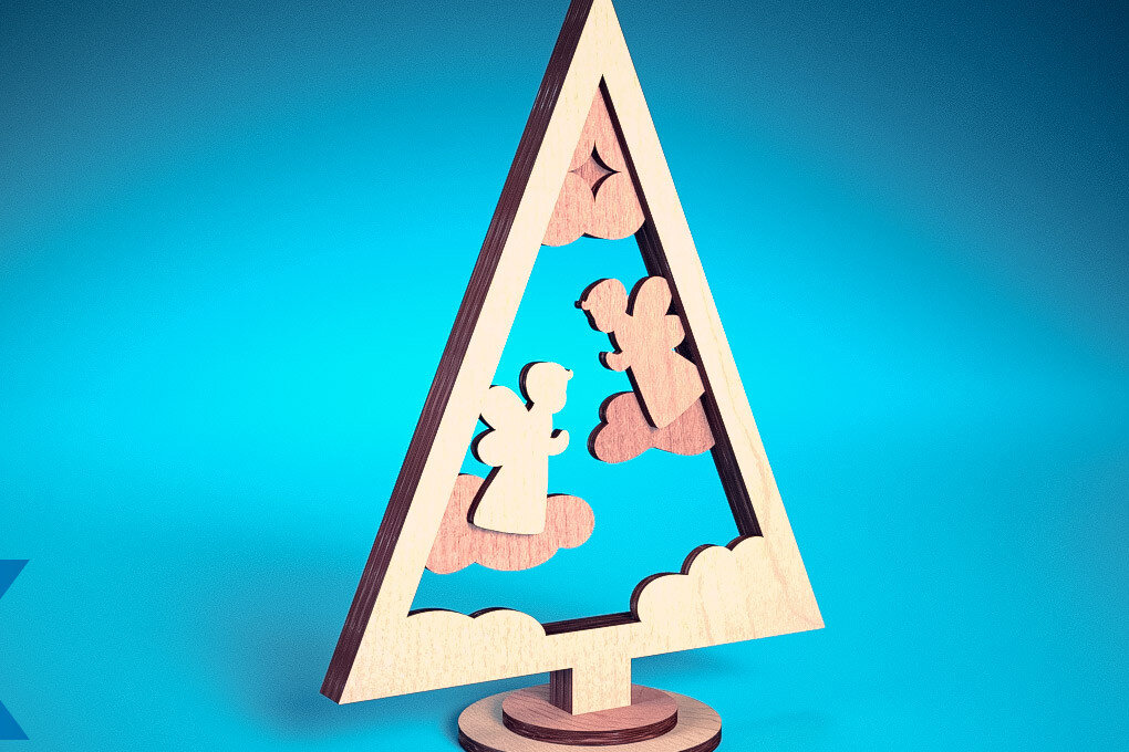 Intra απο ξύλο plywood  Χρώμα wenge 3mm-4mm πάχος - Χριστουγεννιάτικο Δέντρο Κόψιμο με Λέιζερ Δίασταση 15x15 cm INTRAFABR-105054266