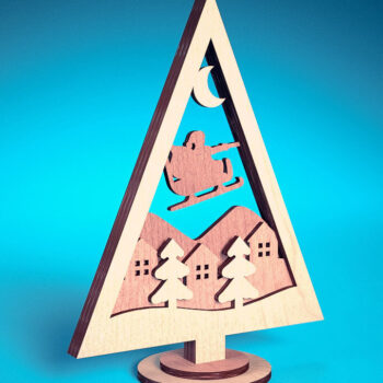 Intra απο ξύλο plywood  Χρώμα wenge 3mm-4mm πάχος - Χριστουγεννιάτικο Δέντρο Κόψιμο με Λέιζερ Δίασταση 15x15 cm INTRAFABR-104380186 - Image 2