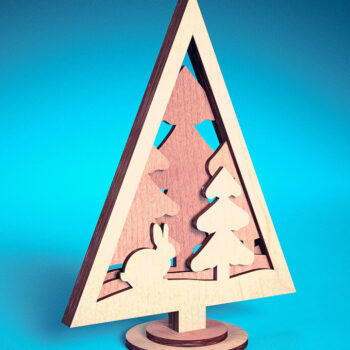 Intra απο ξύλο plywood  Χρώμα wenge 3mm-4mm πάχος - Χριστουγεννιάτικο Δέντρο Κόψιμο με Λέιζερ Δίασταση 15x15 cm INTRAFABR-104380186 - Image 3