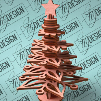 Intra απο ξύλο plywood  Χρώμα wenge 3mm-4mm πάχος - Χριστουγεννιάτικο Δέντρο Κόψιμο με Λέιζερ Δίασταση 15x15 cm INTRAFABR-104380049 - Image 1