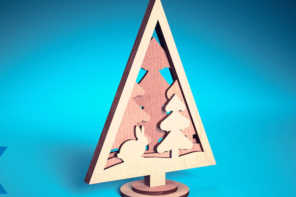 Intra απο ξύλο plywood  Χρώμα wenge 3mm-4mm πάχος - Χριστουγεννιάτικο Δέντρο Κόψιμο με Λέιζερ Δίασταση 15x15 cm INTRAFABR-103384754