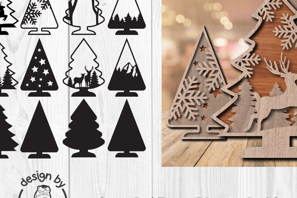 Intra απο ξύλο plywood  Χρώμα wenge 3mm-4mm πάχος - Χριστουγεννιάτικο Δέντρο Κοπή Laser Δίασταση 20x20 cm INTRAFABR-103509204