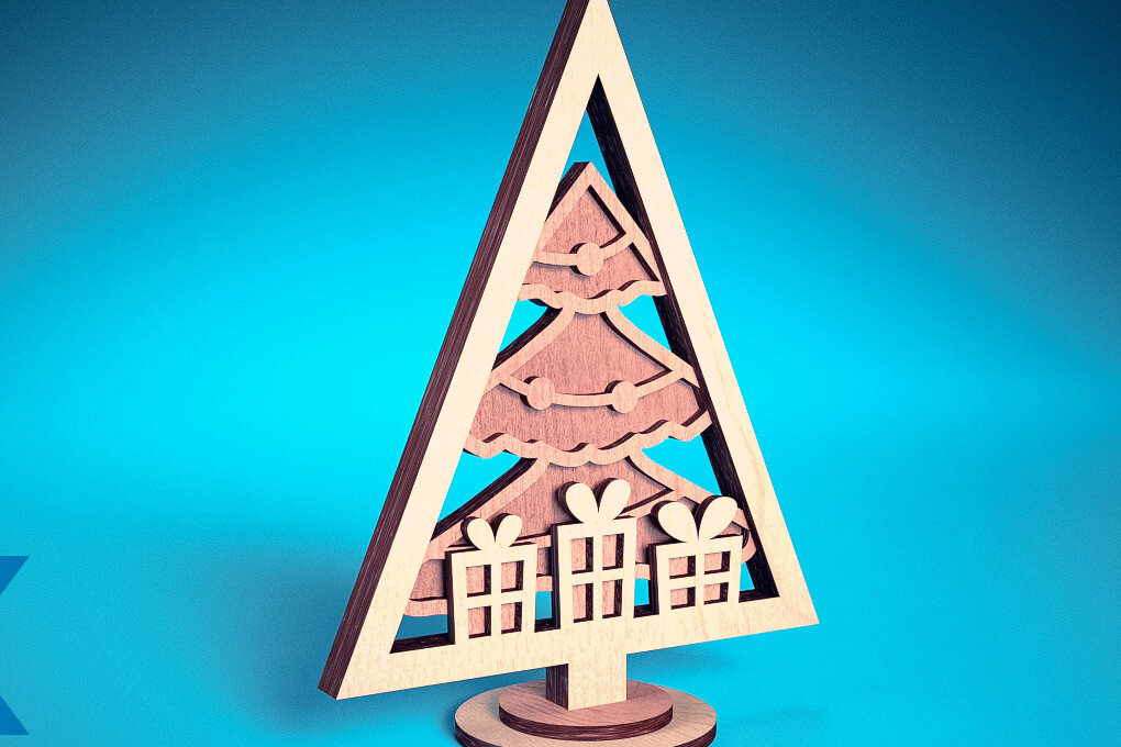 Intra απο ξύλο plywood  Χρώμα wenge 3mm-4mm πάχος - Χριστουγεννιάτικο Δέντρο Κόψιμο με Λέιζερ Δίασταση 15x15 cm INTRAFABR-103509214