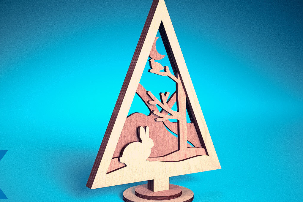 Intra απο ξύλο plywood  Χρώμα wenge 3mm-4mm πάχος - Χριστουγεννιάτικο Δέντρο Κόψιμο με Λέιζερ Δίασταση 15x15 cm INTRAFABR-103509296