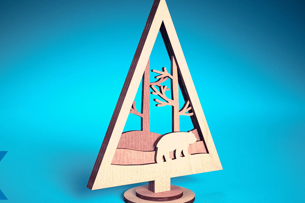 Intra απο ξύλο plywood  Χρώμα wenge 3mm-4mm πάχος - Χριστουγεννιάτικο Δέντρο Κόψιμο με Λέιζερ Δίασταση 15x15 cm INTRAFABR-103509315