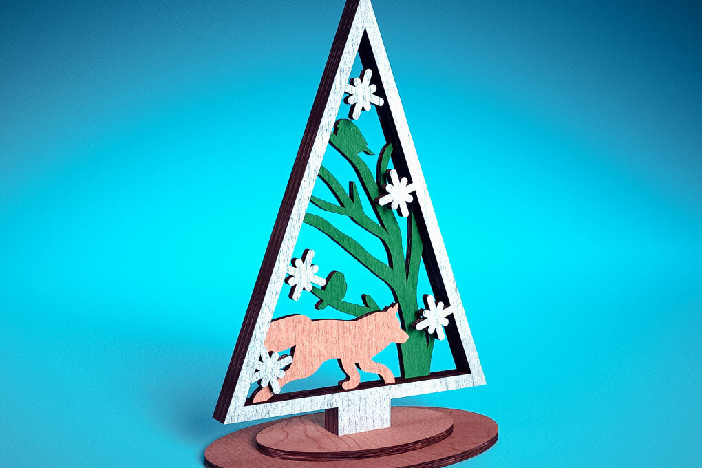 Intra απο ξύλο plywood  Χρώμα wenge 3mm-4mm πάχος - Χριστουγεννιάτικο Δέντρο Κοπή Laser | Χριστούγεννα Δίασταση 15x15 cm INTRAFABR-103384603