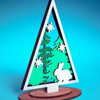 Intra απο ξύλο plywood  Χρώμα wenge 3mm-4mm πάχος - Χριστουγεννιάτικο Δέντρο Κοπή Laser | Χριστούγεννα Δίασταση 15x15 cm INTRAFABR-103384636 - Image 1