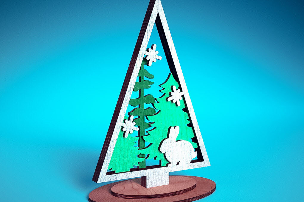 Intra απο ξύλο plywood  Χρώμα wenge 3mm-4mm πάχος - Χριστουγεννιάτικο Δέντρο Κοπή Laser | Χριστούγεννα Δίασταση 15x15 cm INTRAFABR-103384636