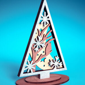 Intra απο ξύλο plywood  Χρώμα wenge 3mm-4mm πάχος - Χριστουγεννιάτικο Δέντρο Κοπή Laser | Χριστούγεννα Δίασταση 15x15 cm INTRAFABR-103384677