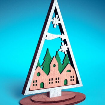 Intra απο ξύλο plywood  Χρώμα wenge 3mm-4mm πάχος - Χριστουγεννιάτικο Δέντρο Κοπή Laser | Χριστούγεννα Δίασταση 15x15 cm INTRAFABR-103384709 - Image 1