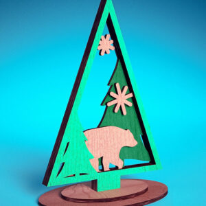 Intra απο ξύλο plywood  Χρώμα wenge 3mm-4mm πάχος - Χριστουγεννιάτικο Δέντρο Κοπή Laser | Χριστούγεννα Δίασταση 15x15 cm INTRAFABR-103384442