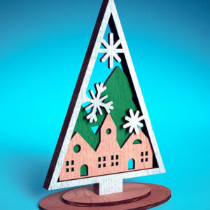 Intra απο ξύλο plywood  Χρώμα wenge 3mm-4mm πάχος - Χριστουγεννιάτικο Δέντρο Κοπή Laser | Χριστούγεννα Δίασταση 15x15 cm INTRAFABR-103509587