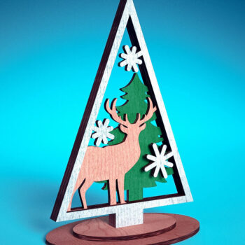 Intra απο ξύλο plywood  Χρώμα wenge 3mm-4mm πάχος - Χριστουγεννιάτικο Δέντρο Κοπή Laser | Χριστούγεννα Δίασταση 15x15 cm INTRAFABR-103385220 - Image 1