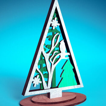 Intra απο ξύλο plywood  Χρώμα wenge 3mm-4mm πάχος - Χριστουγεννιάτικο Δέντρο Κοπή Laser | Χριστούγεννα Δίασταση 15x15 cm INTRAFABR-36769285 - Image 2