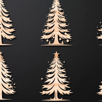 Intra απο ξύλο plywood Χρώμα wenge 3mm-4mm πάχος - Χριστουγεννιάτικο δέντρο με λέιζερ στολίδια Δίασταση 6x6 cm INTRAFABR-16793052 - Image 1