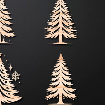 Intra απο ξύλο plywood Χρώμα wenge 3mm-4mm πάχος - Χριστουγεννιάτικο δέντρο με λέιζερ στολίδια Δίασταση 6x6 cm INTRAFABR-72691967 - Image 1