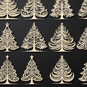 Intra απο ξύλο plywood  Χρώμα wenge 3mm-4mm πάχος - Χριστουγεννιάτικο δέντρο με λέιζερ στολίδια Δίασταση 6x6 cm INTRAFABR-38703872 - Image 2