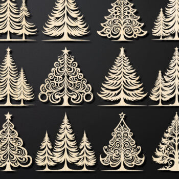 Intra απο ξύλο plywood Χρώμα wenge 3mm-4mm πάχος - Χριστουγεννιάτικο δέντρο με λέιζερ στολίδια Δίασταση 6x6 cm INTRAFABR-38403286 - Image 1