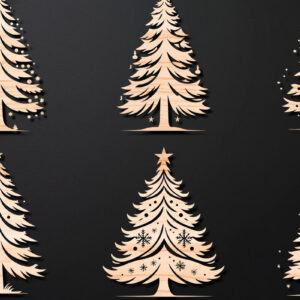 Intra απο ξύλο plywood  Χρώμα wenge 3mm-4mm πάχος - Χριστουγεννιάτικο δέντρο με λέιζερ στολίδια Δίασταση 6x6 cm INTRAFABR-37708558