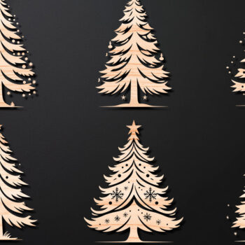 Intra απο ξύλο plywood  Χρώμα wenge 3mm-4mm πάχος - Χριστουγεννιάτικο δέντρο με λέιζερ στολίδια Δίασταση 6x6 cm INTRAFABR-37708558 - Image 1