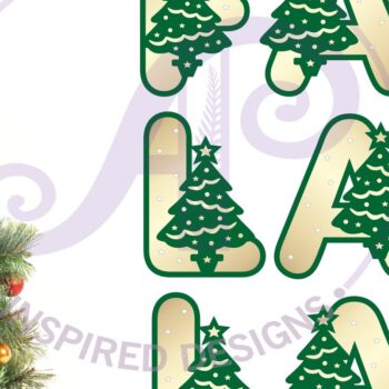 Intra απο ξύλο plywood  Χρώμα wenge 3mm-4mm πάχος - Χριστουγεννιάτικο δέντρο με γράμματα αλφάβητο. 26 Δίασταση 15x15 cm INTRAFABR-105900280 - Image 2